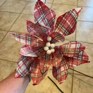 Red Plaid Poinsettia picks
